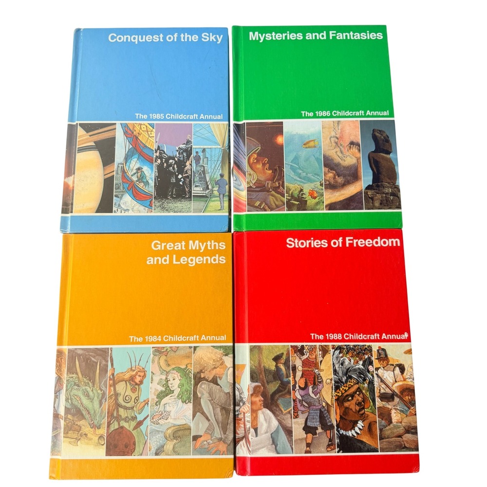 Childcraft Annual Books Set of 4 Hardcover 1980s Vintage‎ Educational Learning